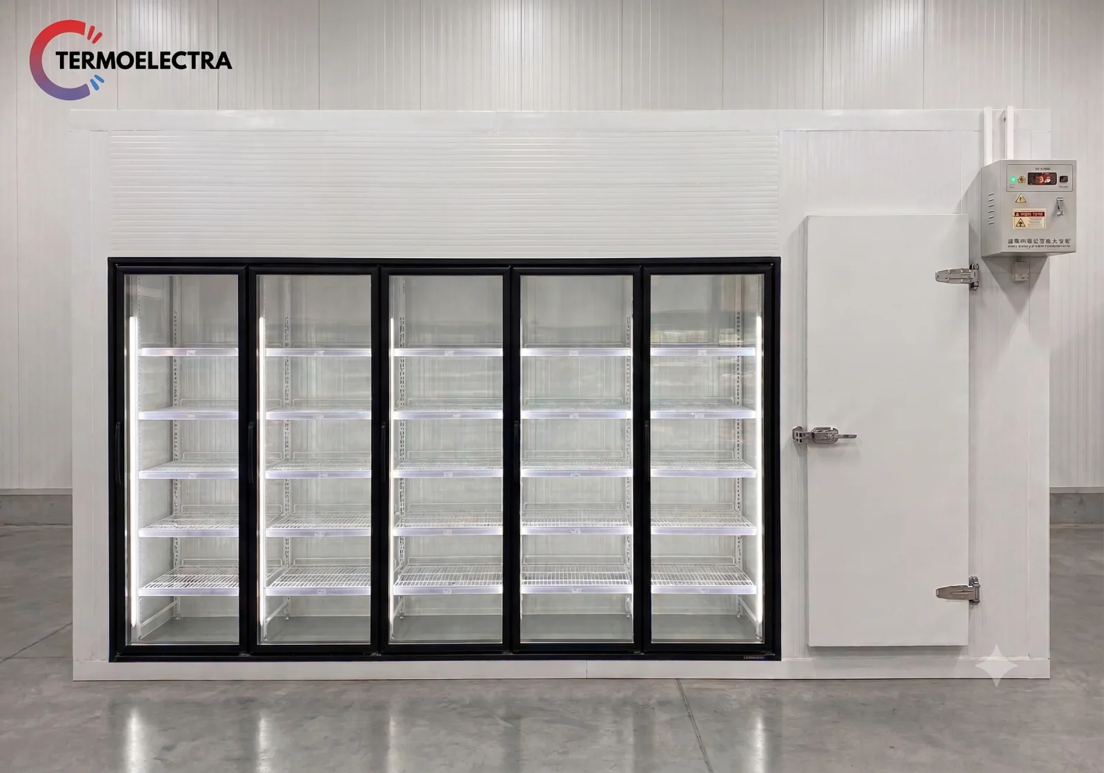 Cámara frigorífica comercial con puertas de vidrio